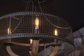 lighting in a wire frame chandelier