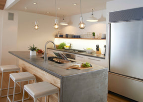 soft lighting in a large kitchen